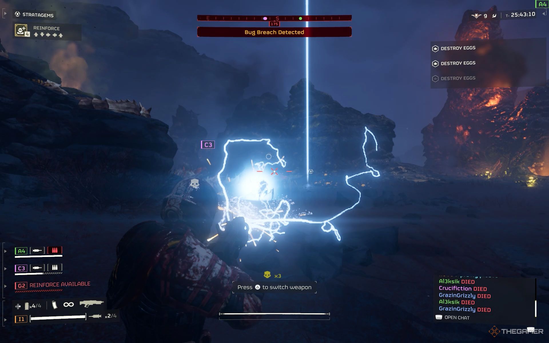 Furious Blitzer weapon's arc destroying bugs in Helldivers 2