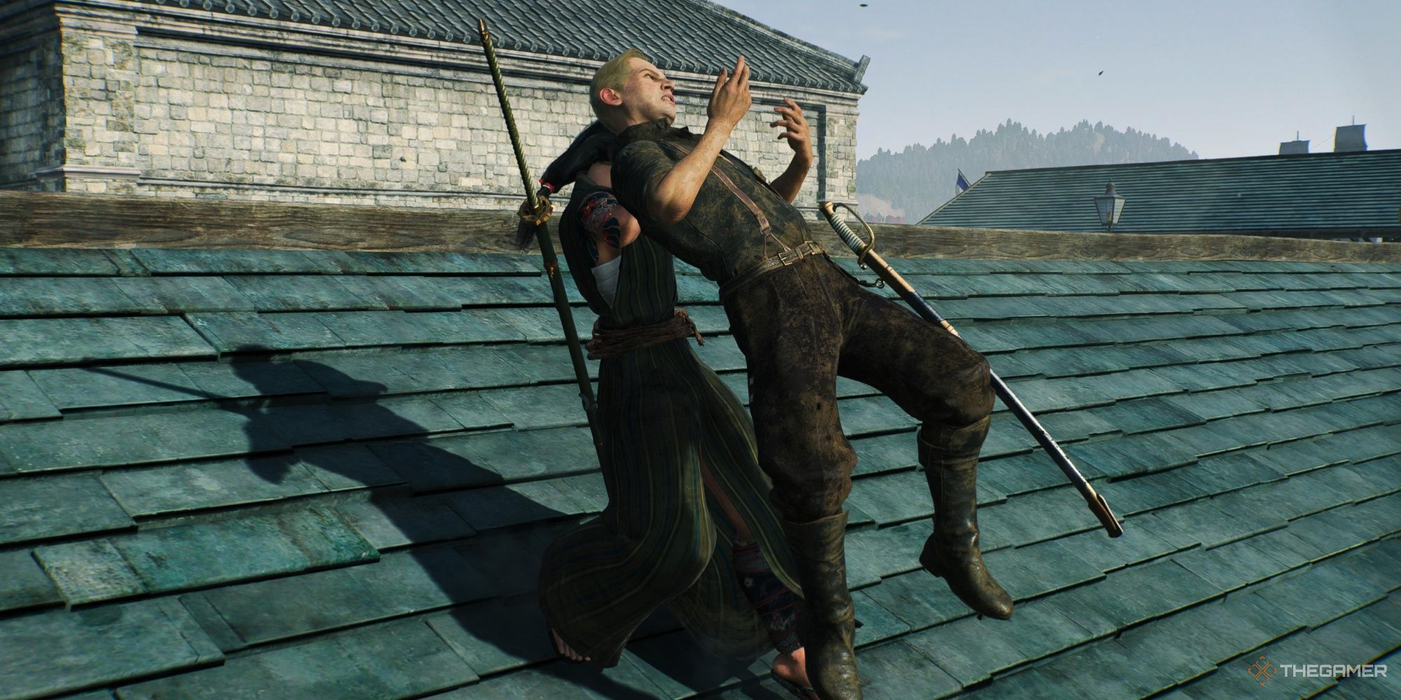 A custom Ronin performing an assassination in Rise of the Ronin