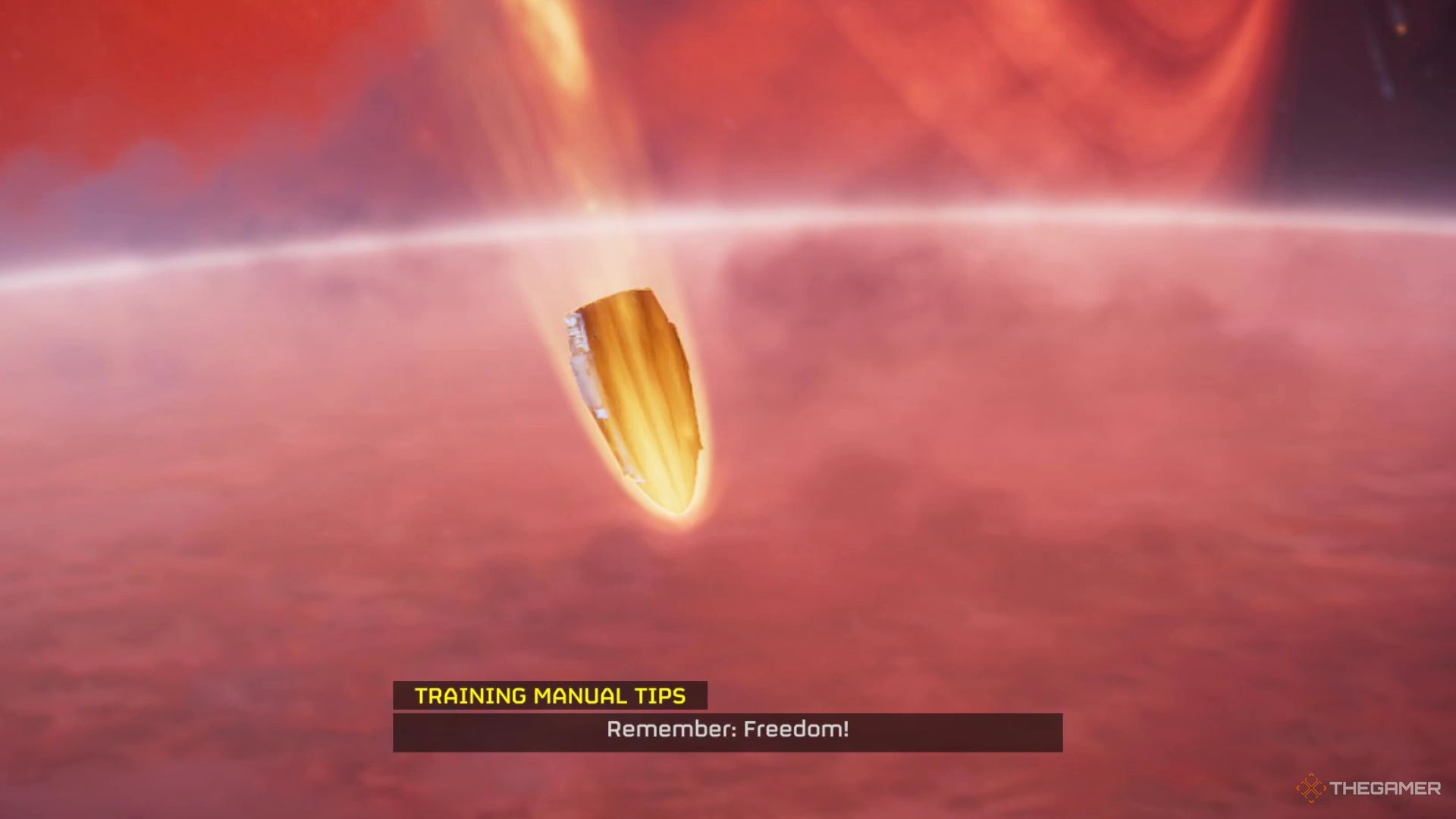 A hellpod drops through the atmosphere onto Hellmire.