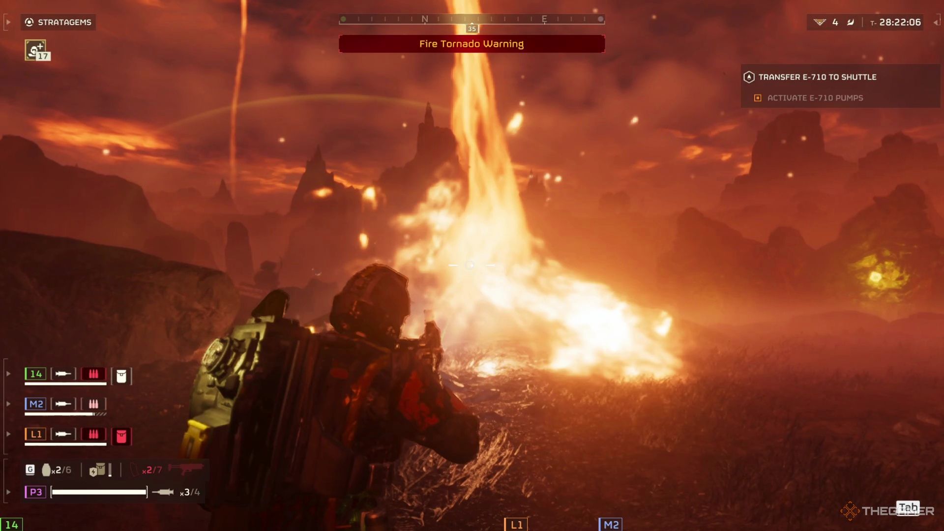A fire tornado forms on the planet Hellmire.