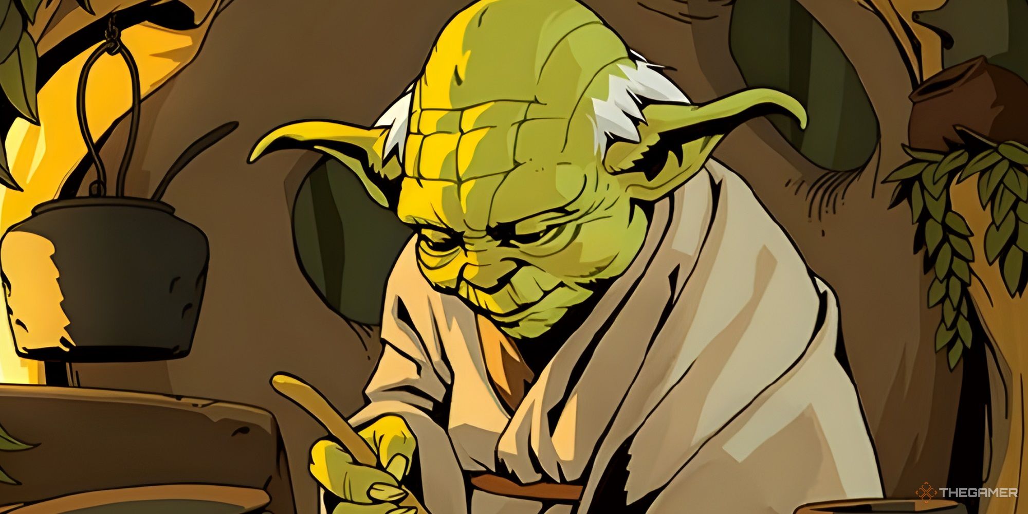 Yoda preparing a meal