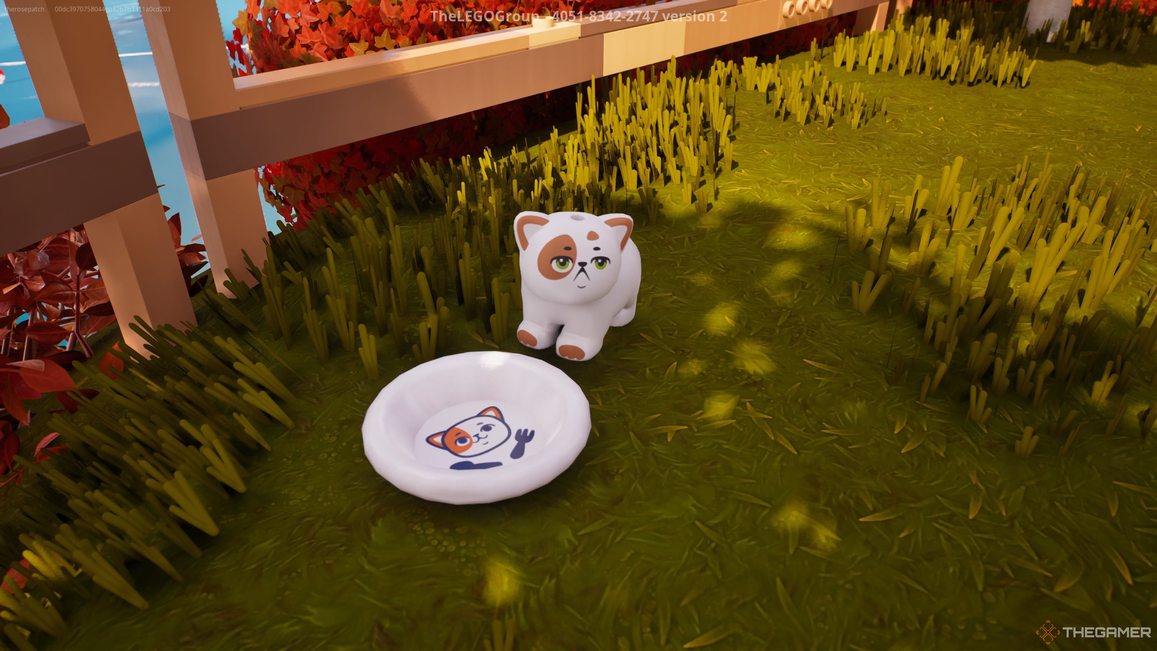 Lego Cat waiting for food in Lego Fortnite: Lego Cat Island Adventure