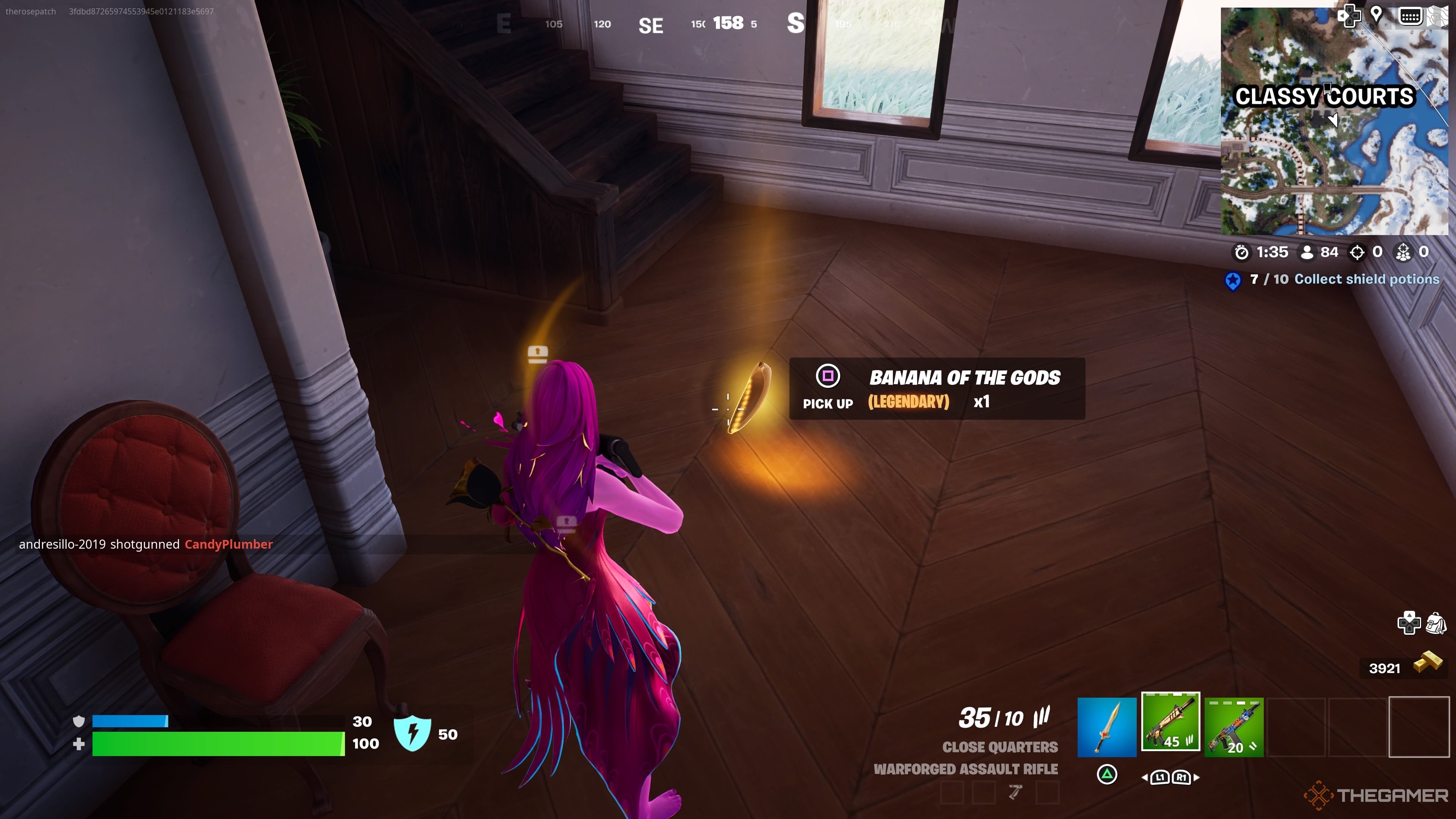 Finding a Banana Of The Gods in the mansion at Classy Courts in Fortnite Chapter 5 Season 2.