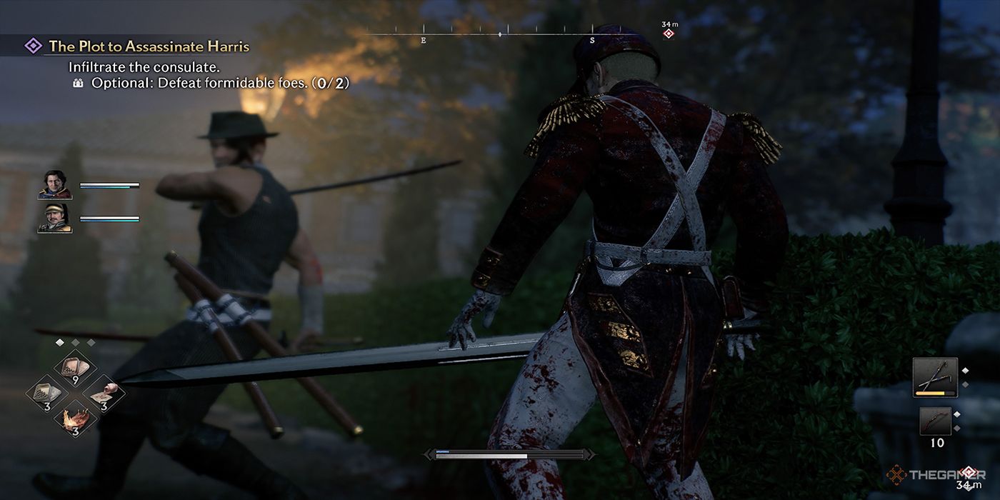 The protagonist slays a US Soldier in the US Consulate courtyard during an assassination mission in Rise Of The Ronin.