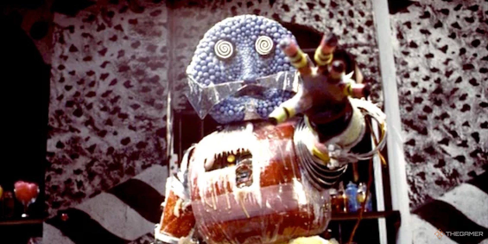 An image of Kandyman from the Doctor Who episode The Happiness Patrol.