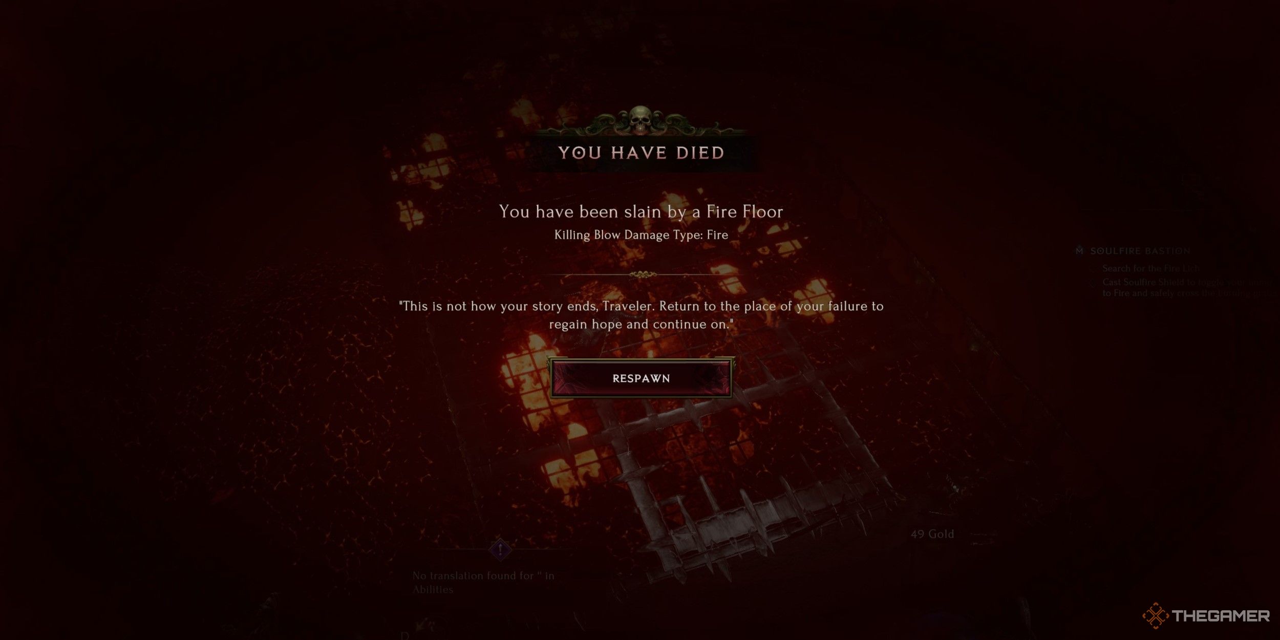 Last Epoch Death Screen.