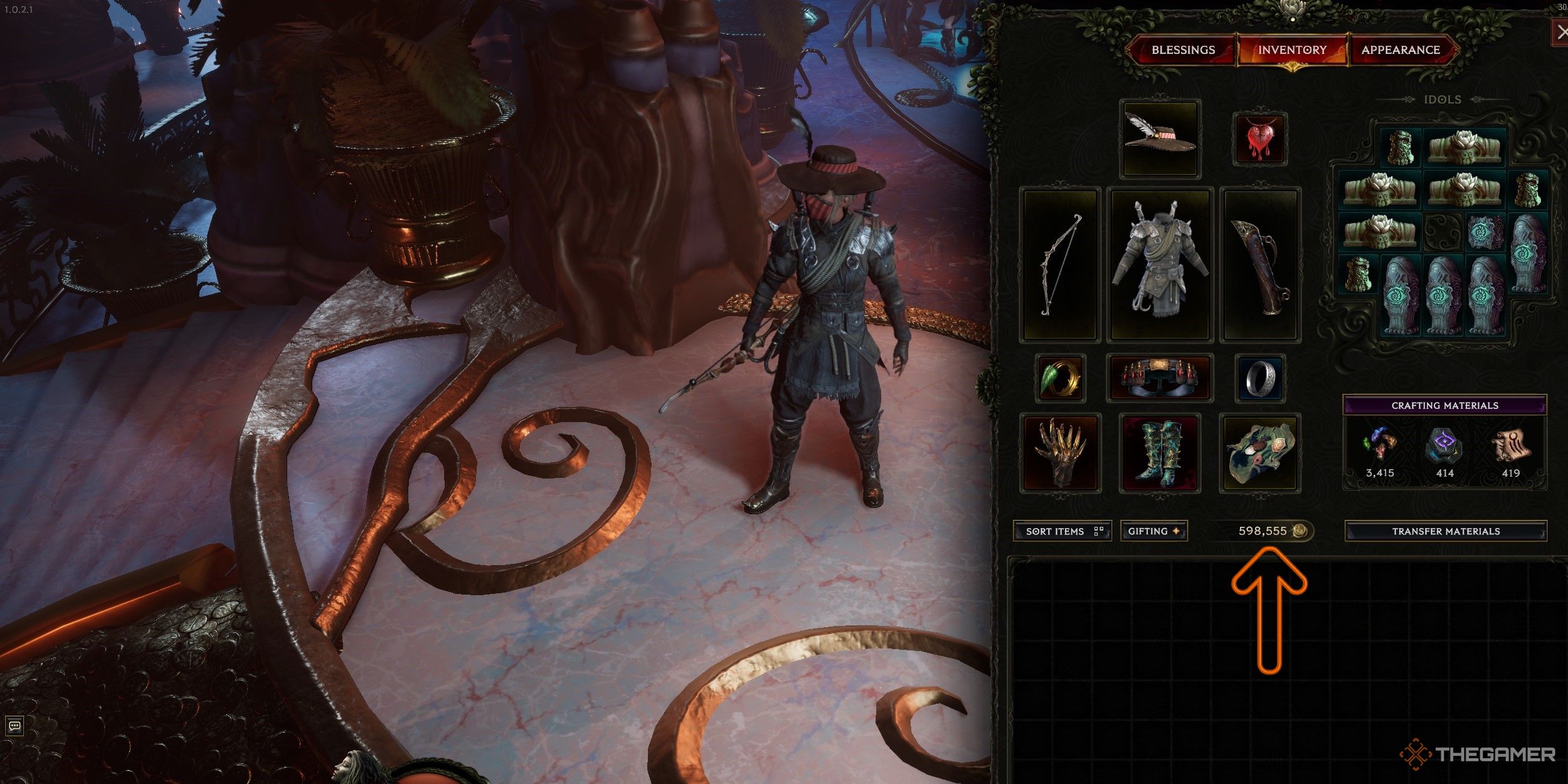 Last Epoch inventory showing nearly 600k gold.