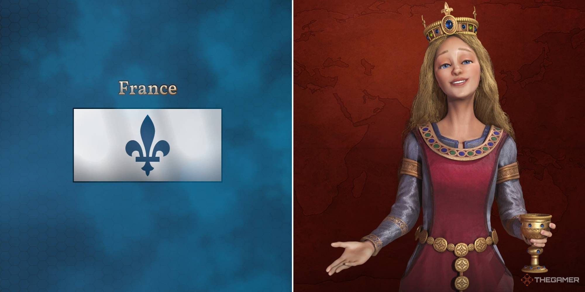 the French flag from Millennia next to Eleanor of Aquitaine in Civilization 6