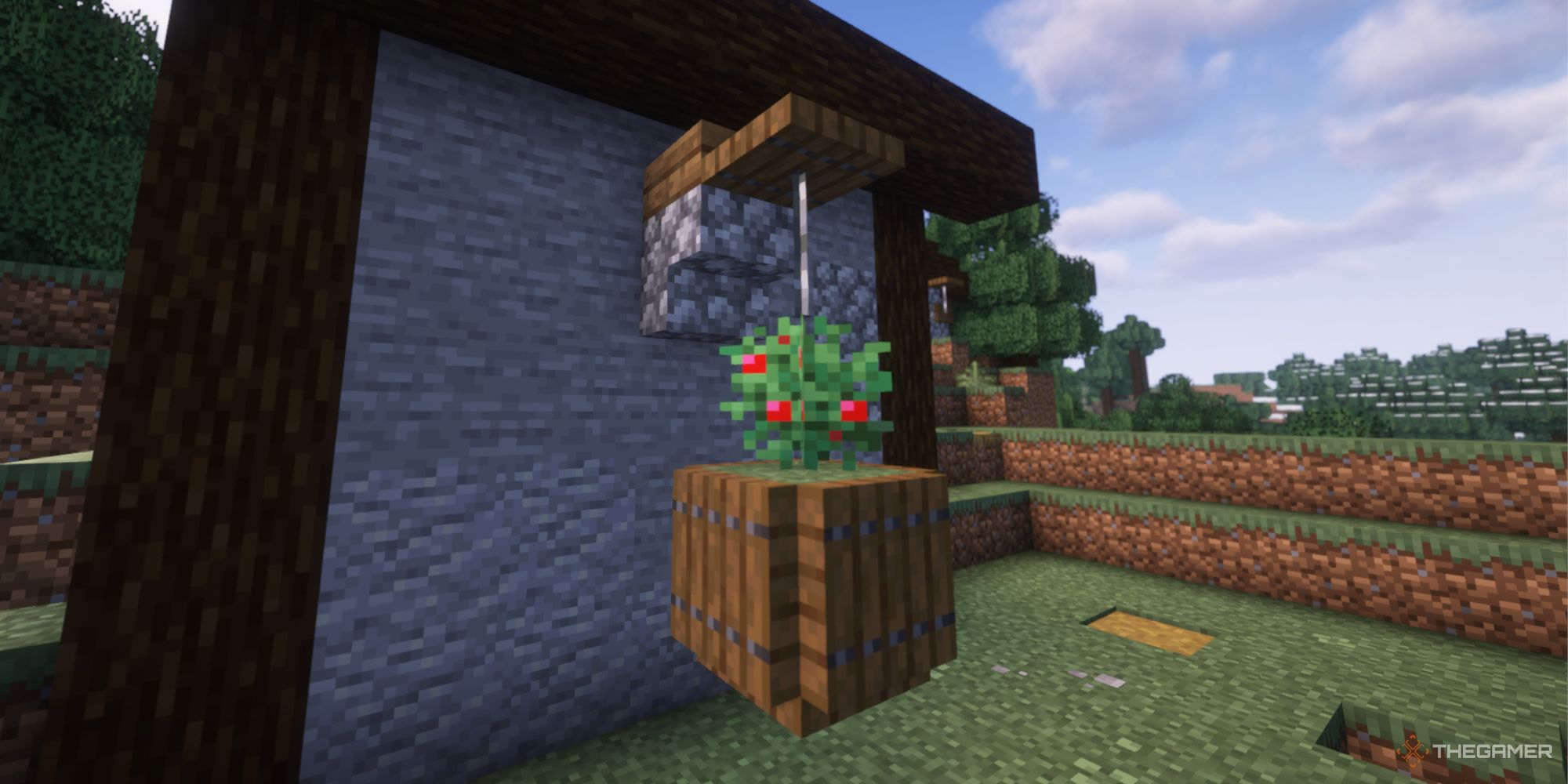 minecraft easy outdoor decor hanging plant