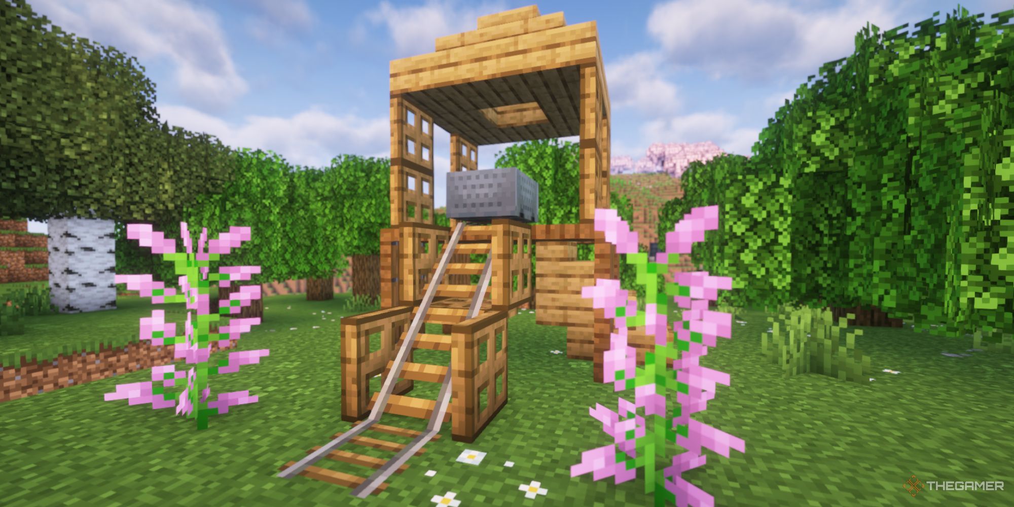 minecraft easy outdoor decor playground slide