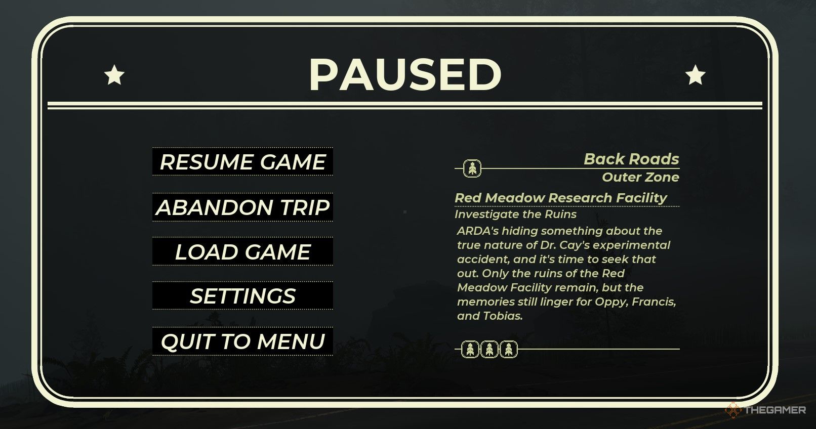 The Escape Menu For Pacific Drive
