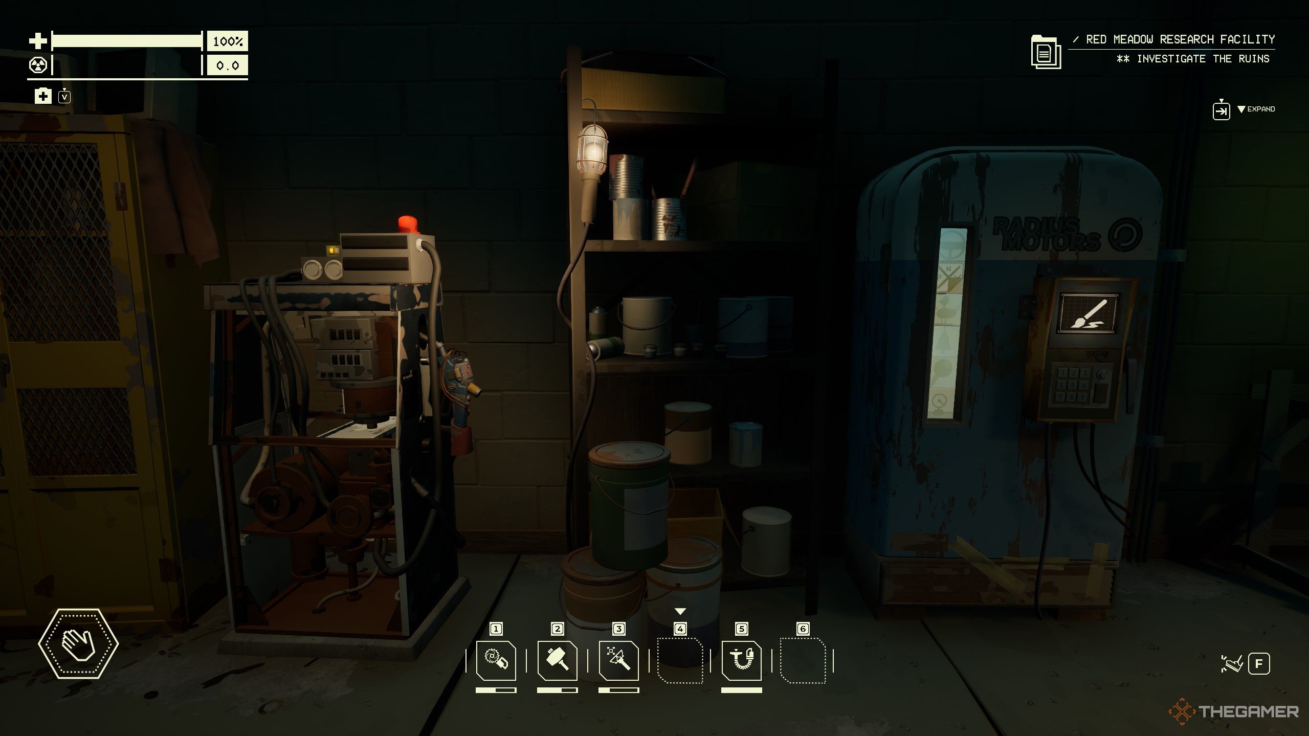View Of The Gas Pump, Paint Shelf, & Detailing Station