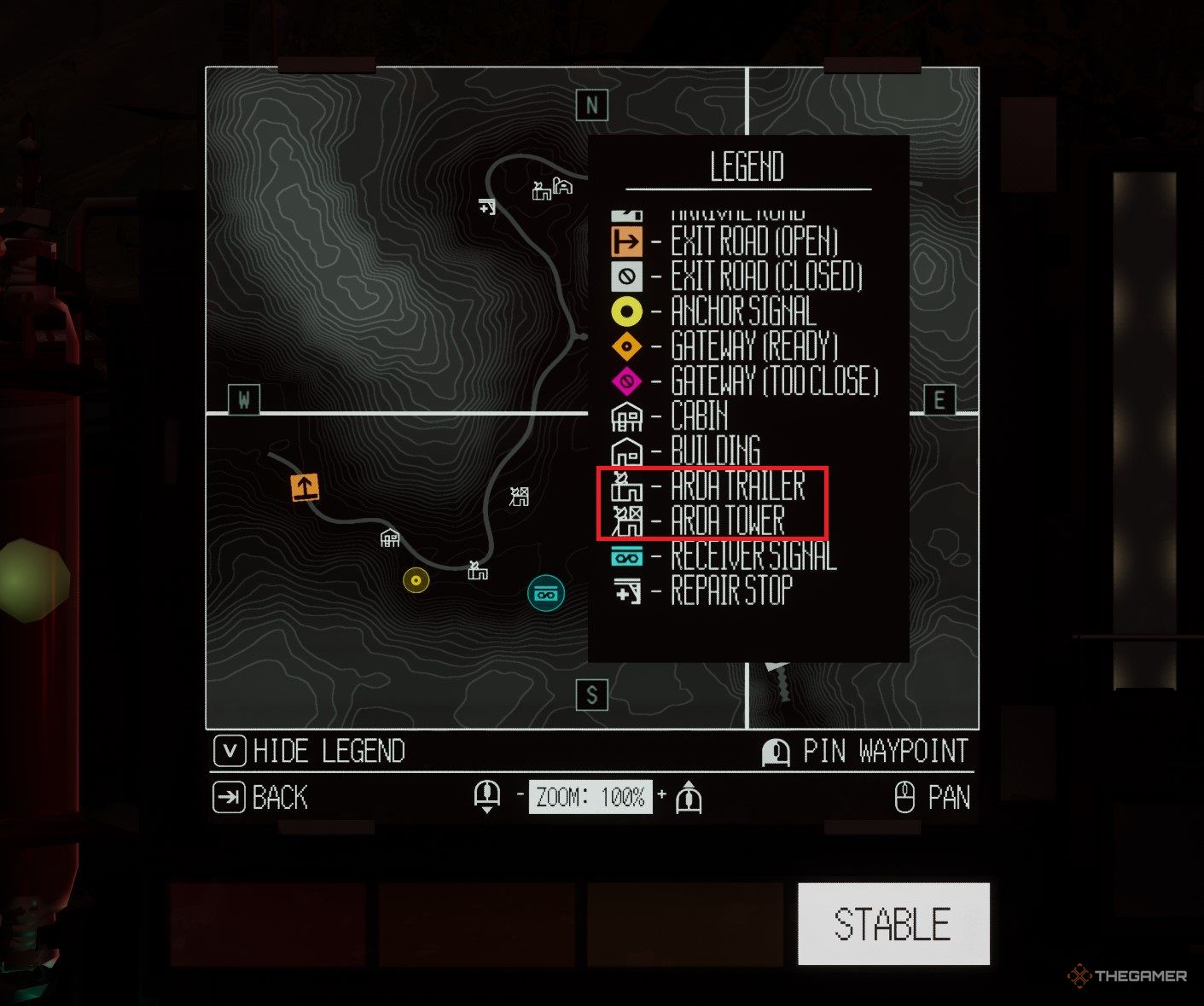 The Car's Map Legend