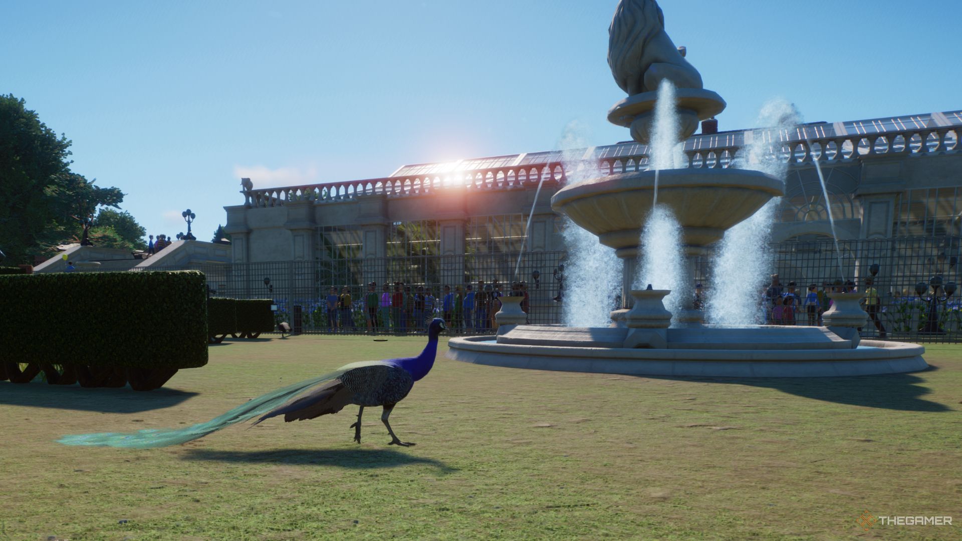 Planet Zoo Console peacock by a fountain-1