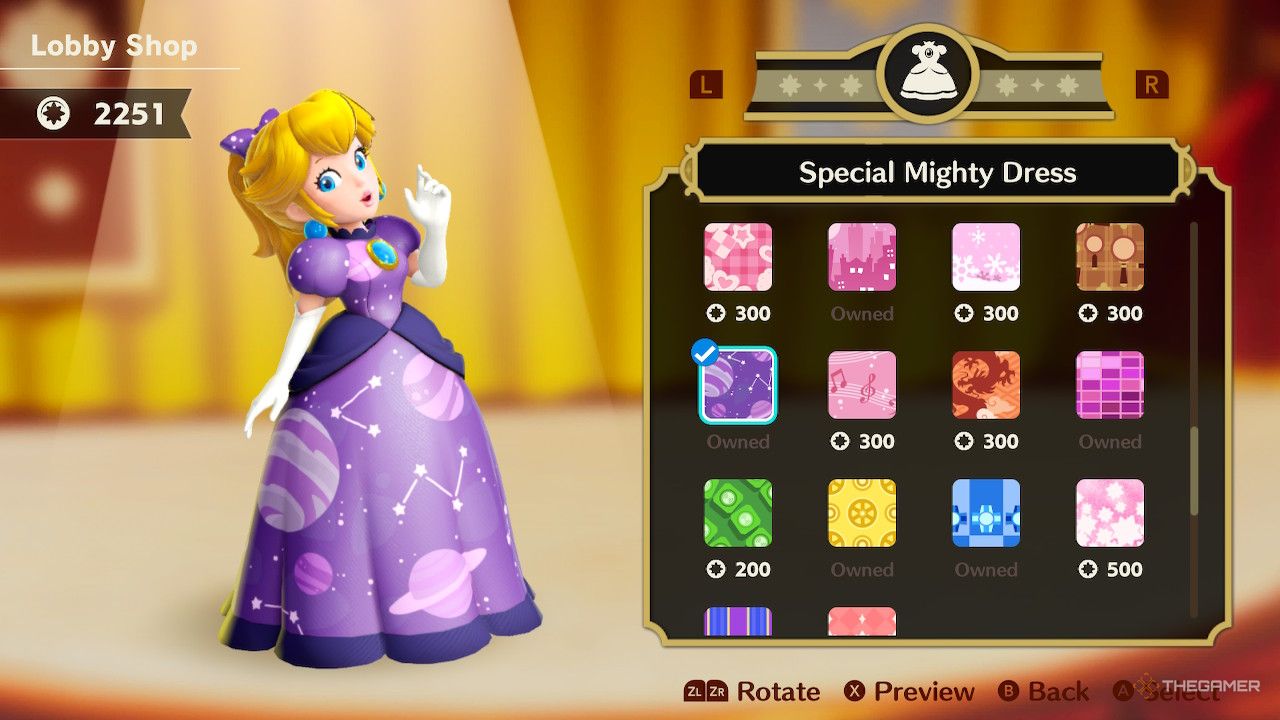 Princess Peach: Showtime! Outfit Shop