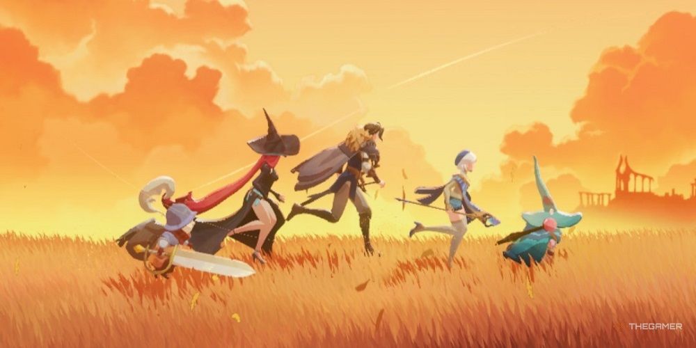 Hammie, Cassadee, Valen, Mirael, and Chippy running through a field.