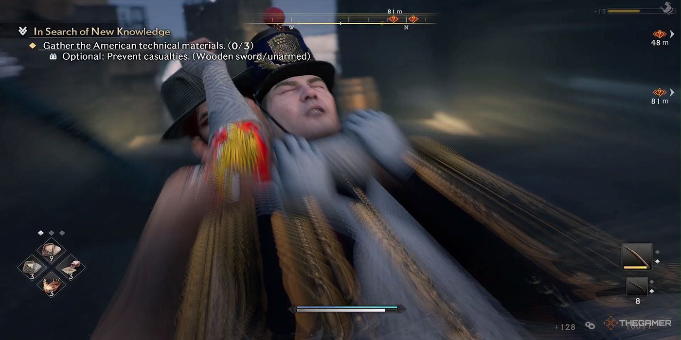 The protagonist subdues a US Soldier without killing him using a sleeper hold while aboard the Black Ship in Rise Of The Ronin.