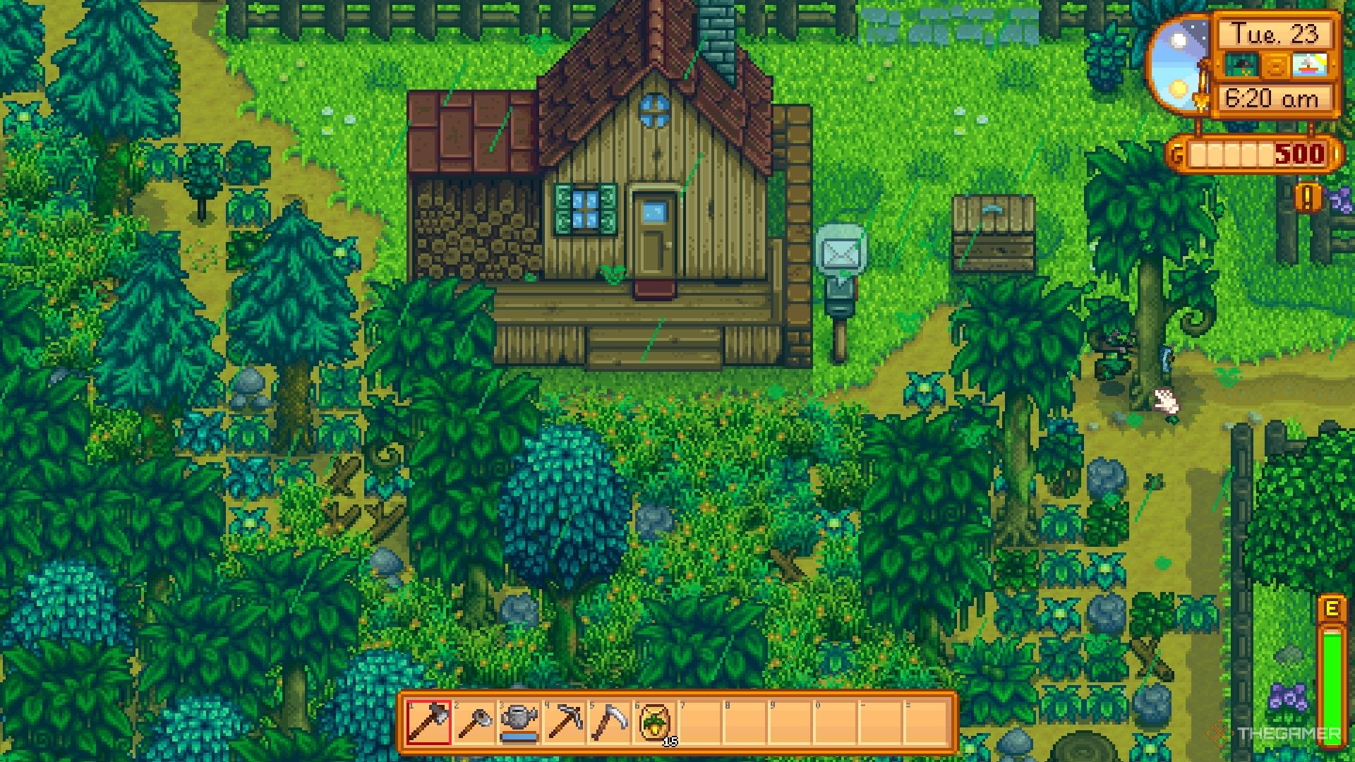 Stardew Valley green rain outside the house