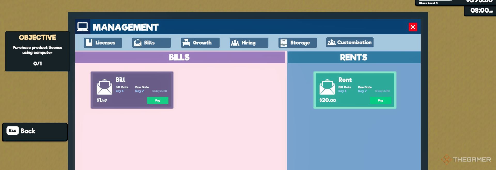 Supermarket Simulator Management Computer Option Paying Bills