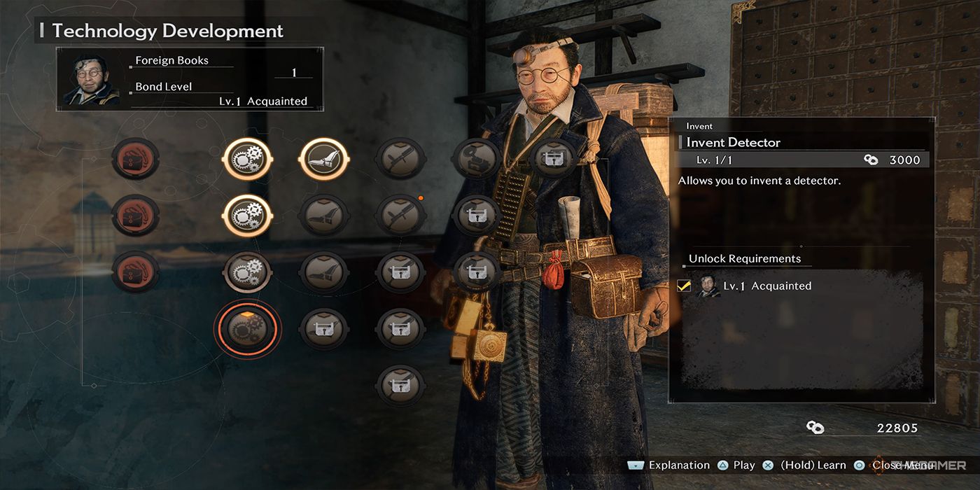 Igashichi Iizuka stands in his office behind the Technology Development UI in Rise Of The Ronin.