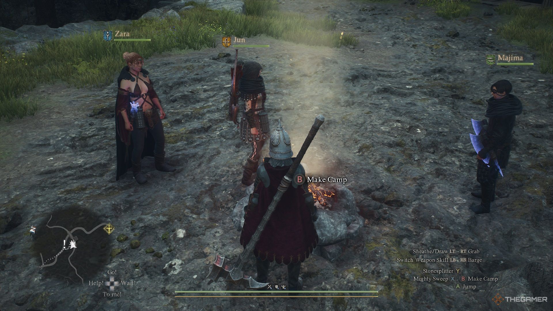 The Arisen and their pawns beside a camp fire in Dragon's Dogma 2.