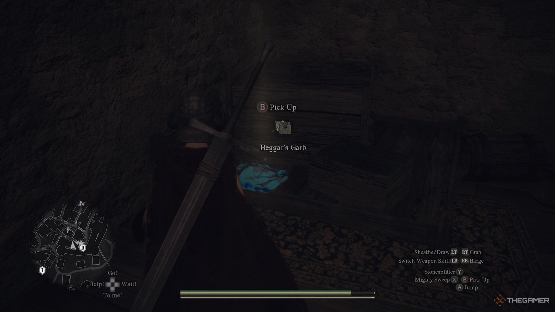 The arisen beside the Beggar's Garb in Dragon's Dogma 2.