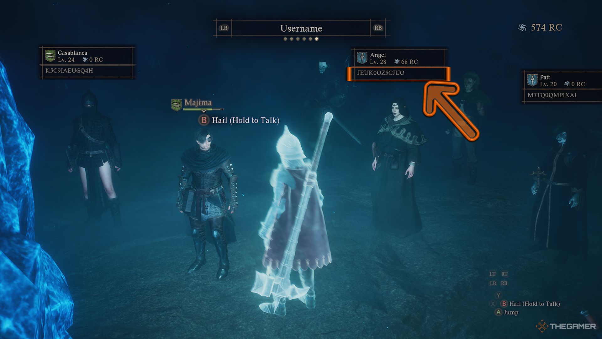 The Arisen inside the Rift looking at pawns with a Pawn ID highlighted in Dragon's Dogma 2.