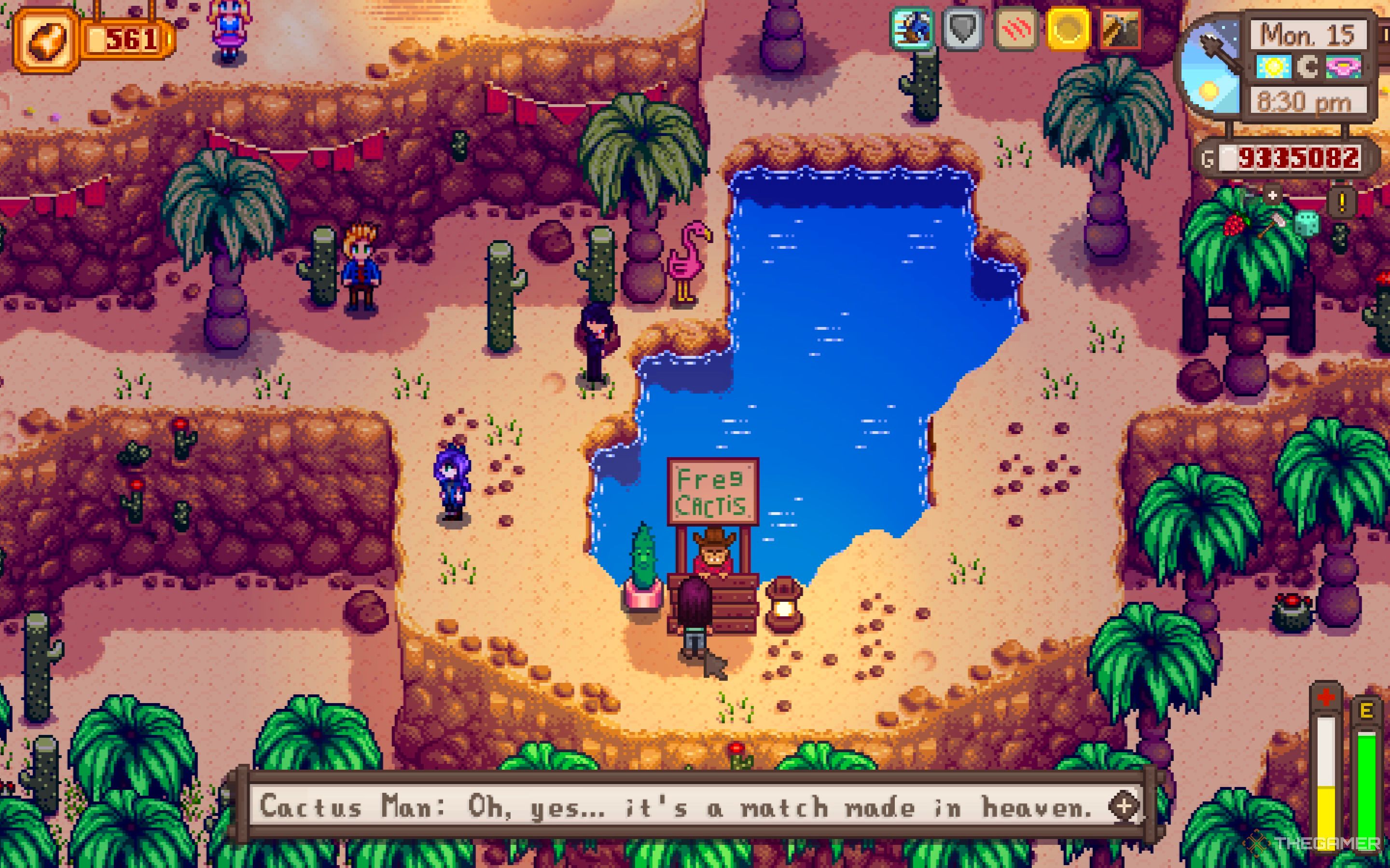 The farmer talking to the free cactus salesman with the sly cactus