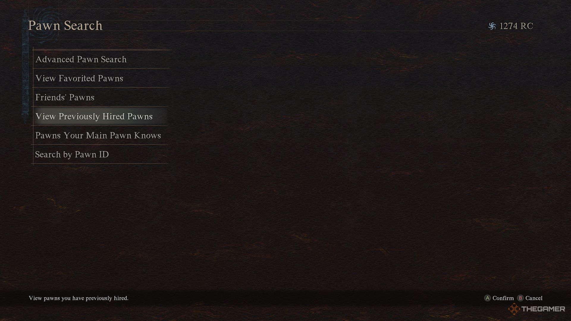 The Pawn Search menu in the Rift in Dragon's Dogma 2.