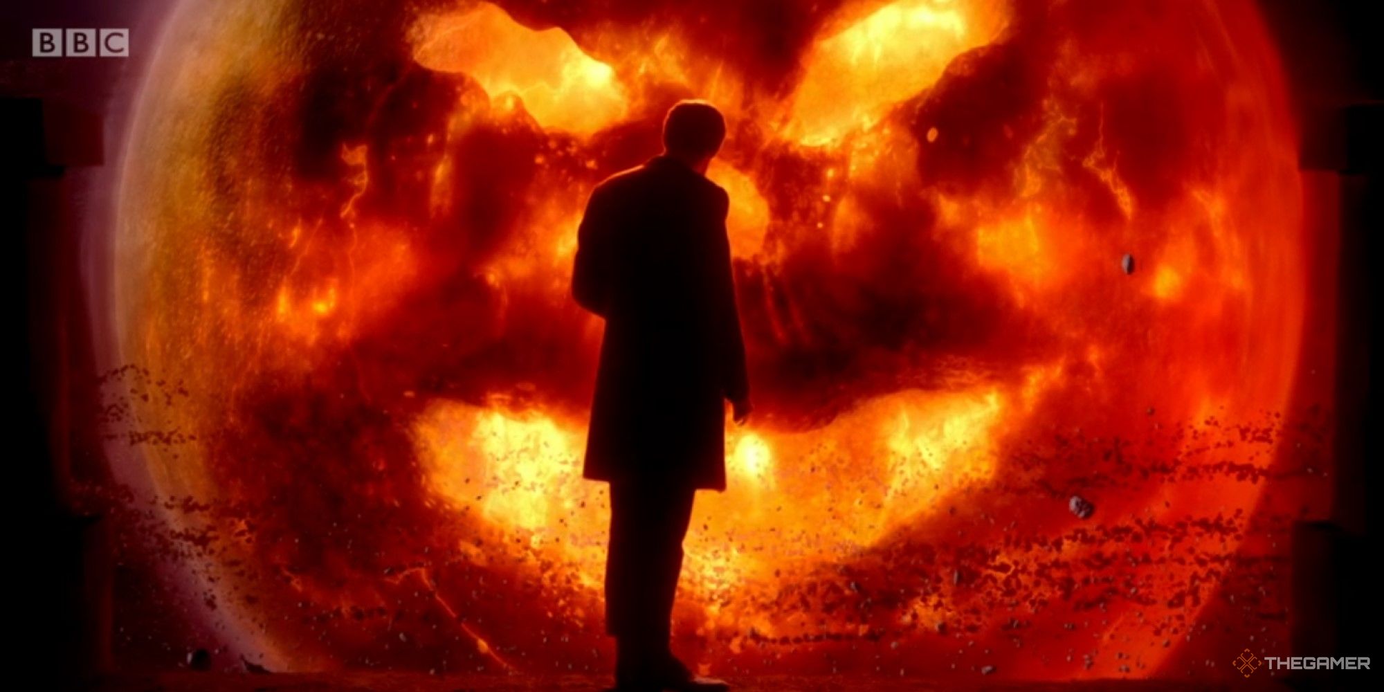 An image of The Doctor standing in front of Akhaten from the Doctor Who episode The Rings of Akhaten