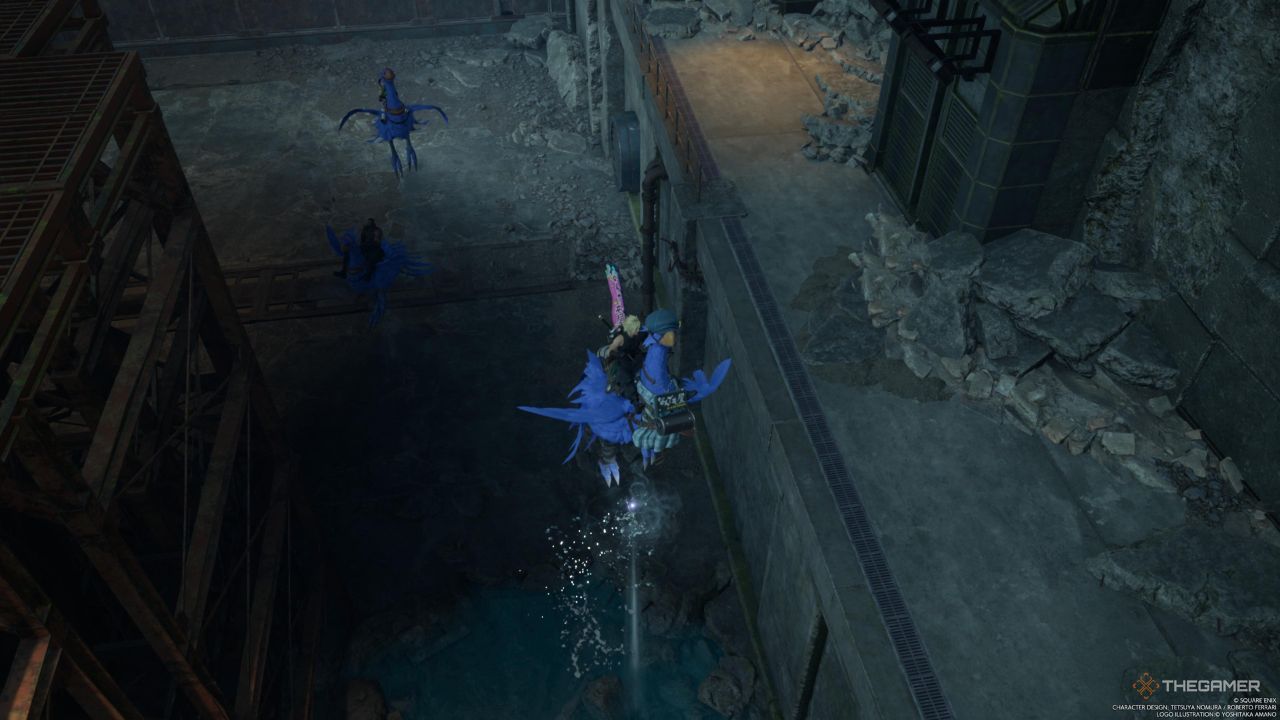 A player using Chocojet to reach a higher area in Final Fantasy 7 Rebirth.