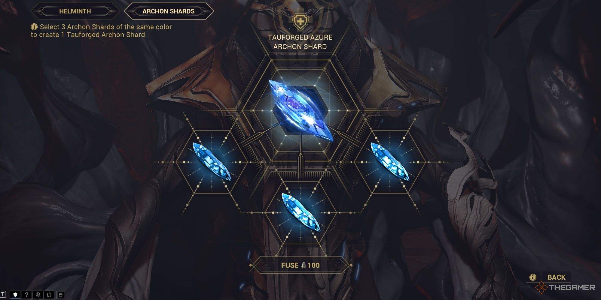 Warframe Creating A Tauforged Azure Shard