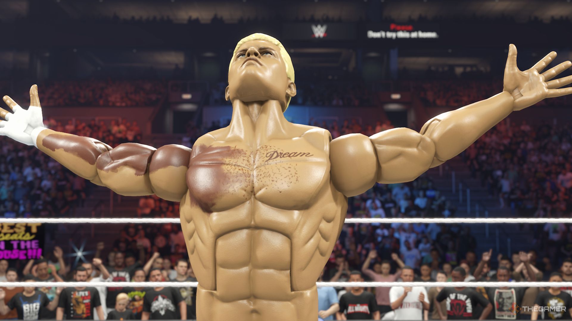 WWE 2K24 Screenshot Of Elite Cody Rhodes With Arms Out In Victory Scene
