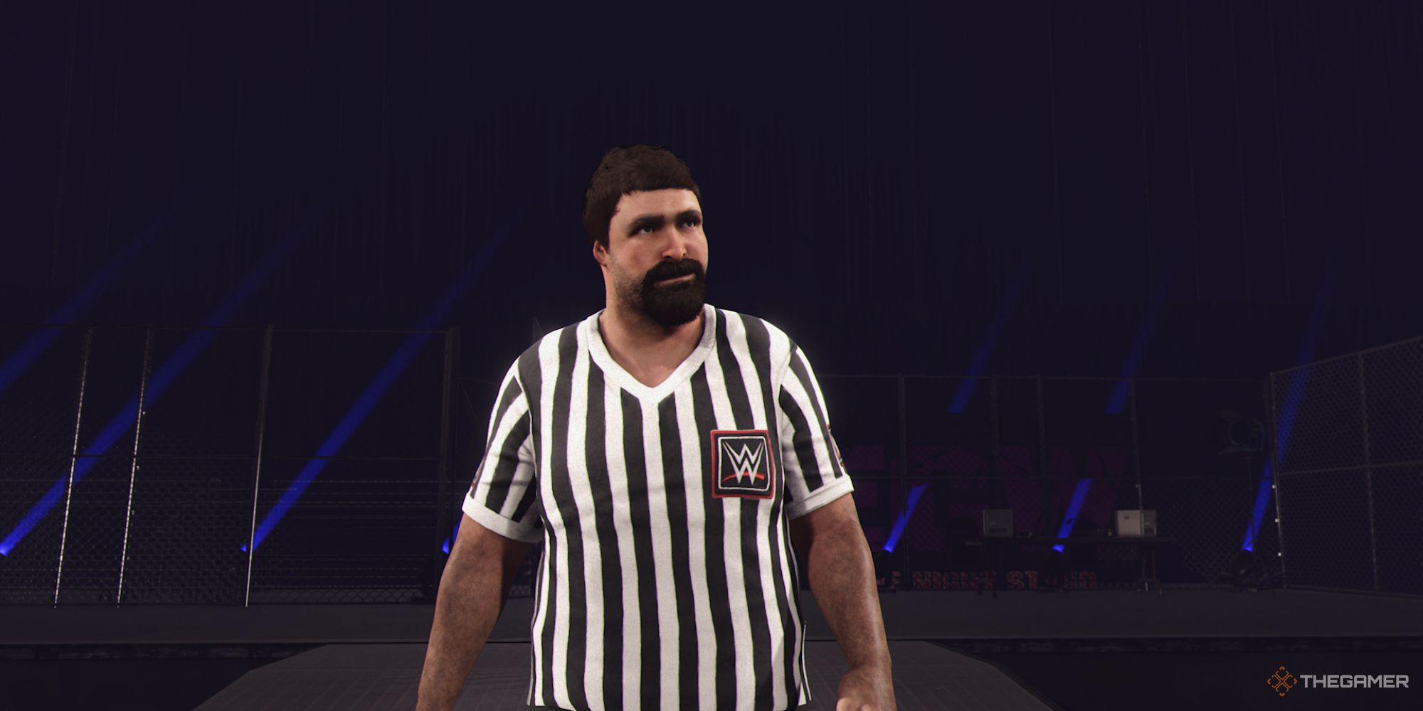 WWE 2K24 Screenshot Of Mick Foley Making His Entrance As The Special Guest Referee