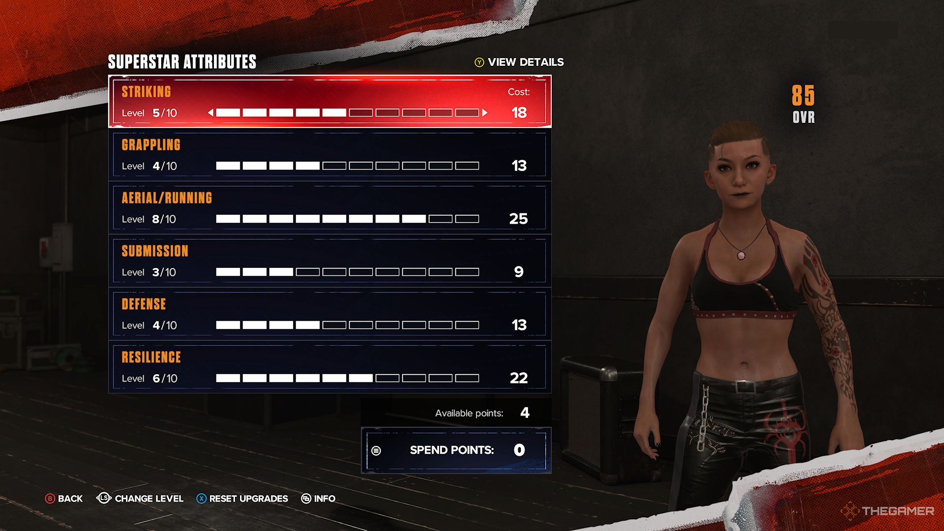 WWE 2K24 Screenshot Of MyRise Attributes Screen