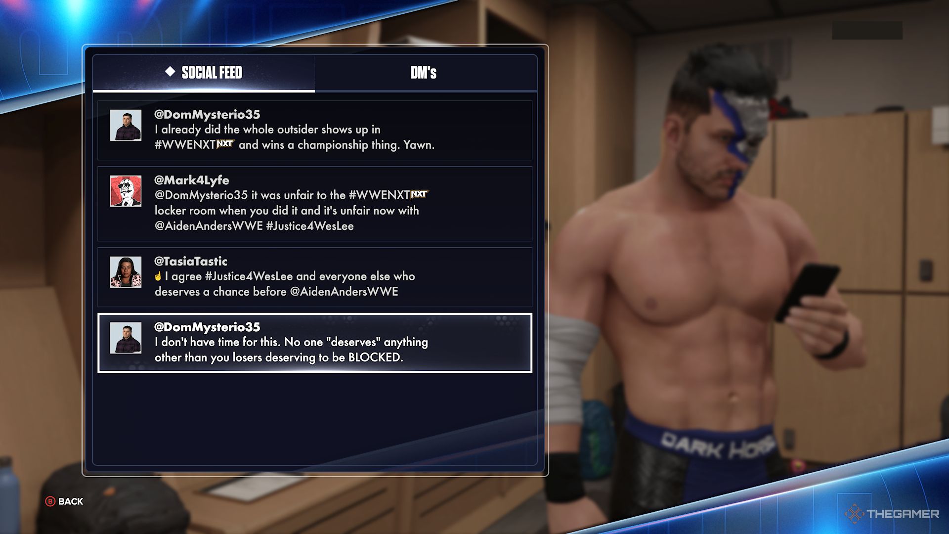 WWE 2K24 Screenshot Of MyRise Undisputed Checking Social Media