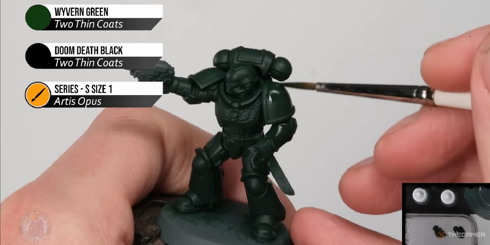 duncan rhodes painting a dark angels space marine