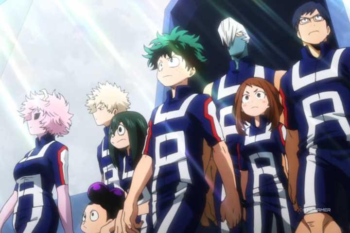 Deku, Uraraka, Ida, and other UA students in My Hero Academia