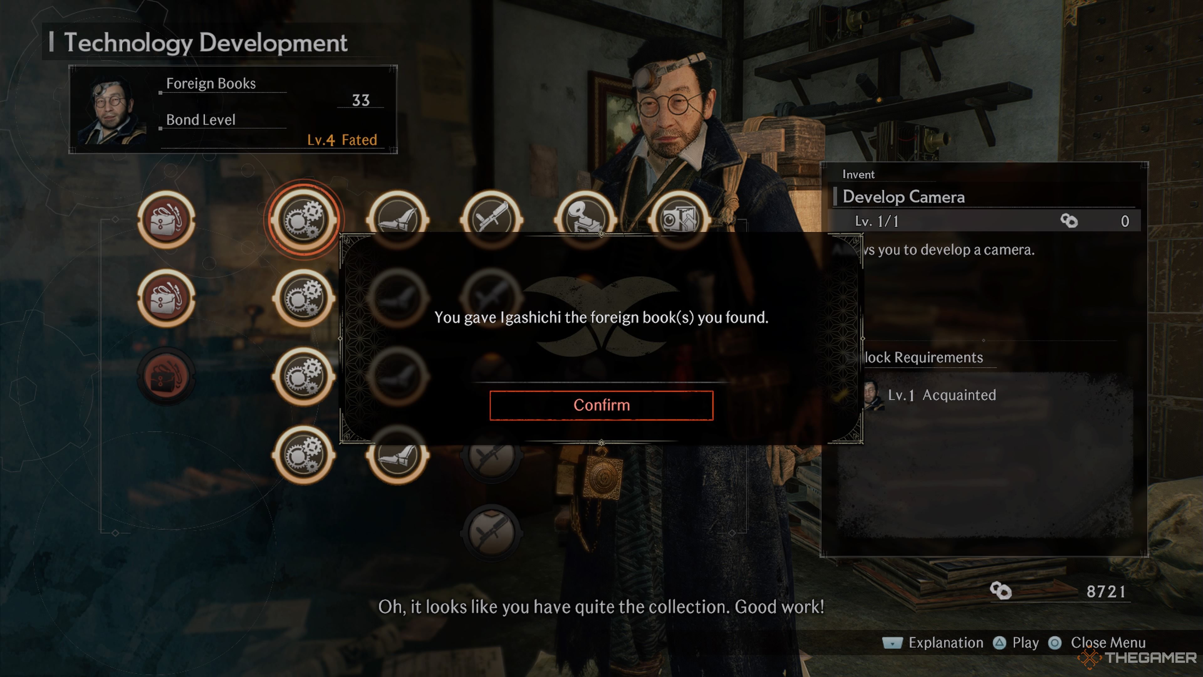 The protagonist gives Igashichi Iizuka the foreign books he found in Rise Of The Ronin.