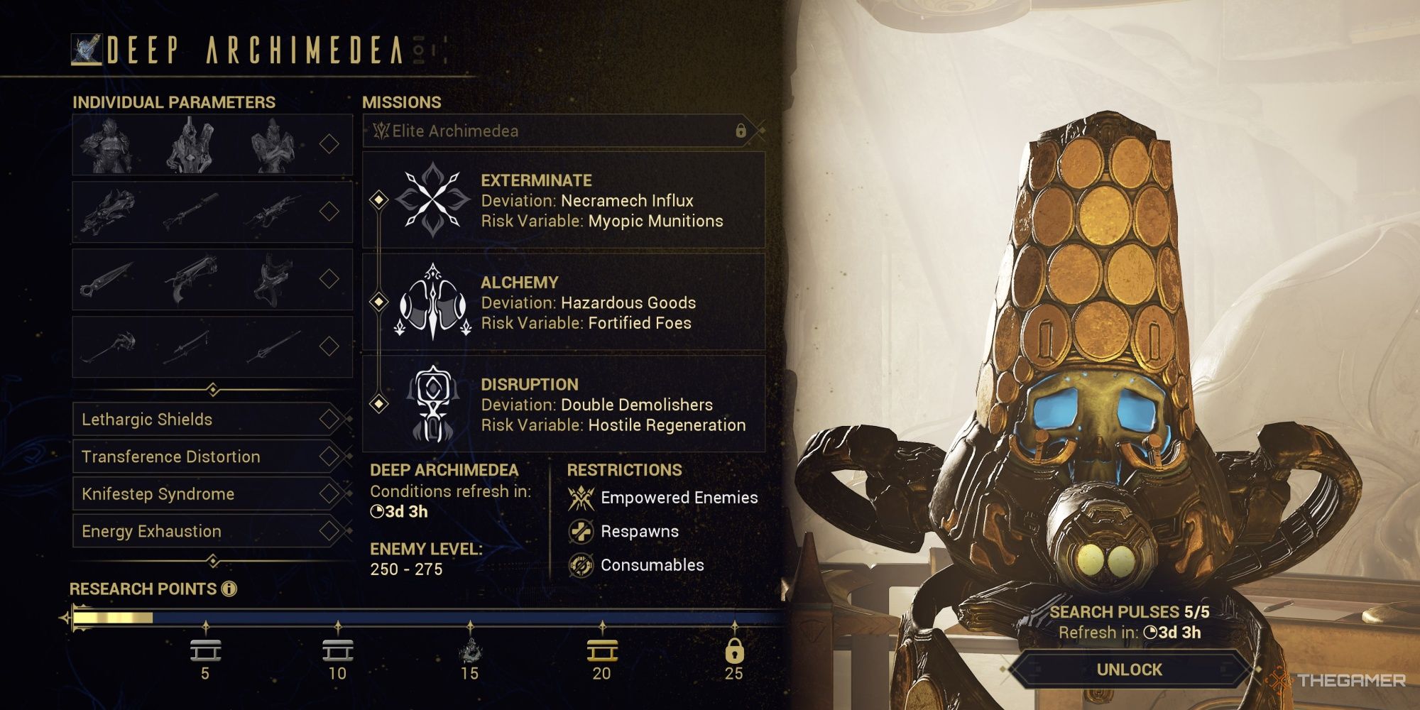 Warframe Deep Archimedea Menu