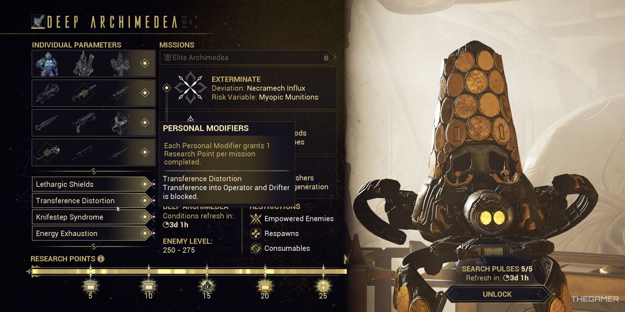 Warframe Deep Archimedea Mission Modifiers Selected