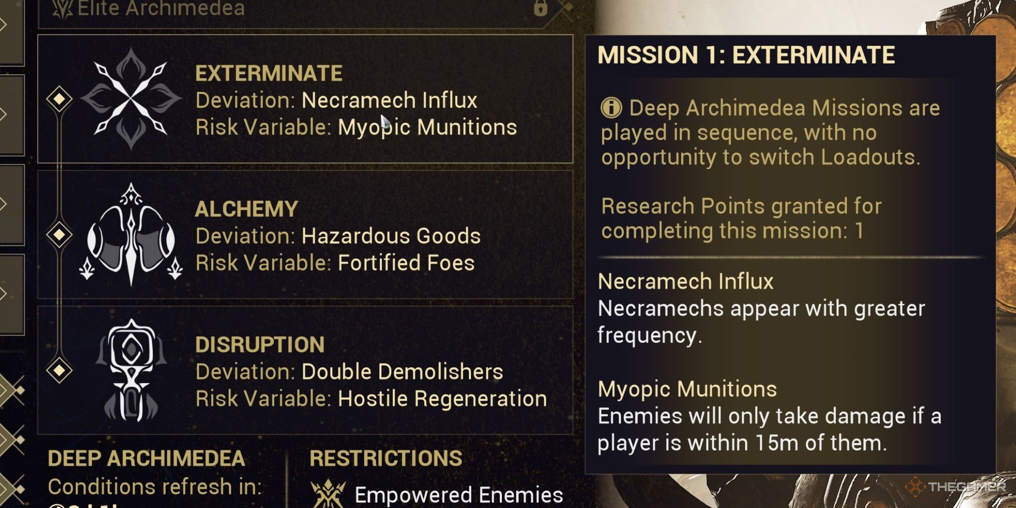 Warframe Deep Archimedea Mission Modifiers