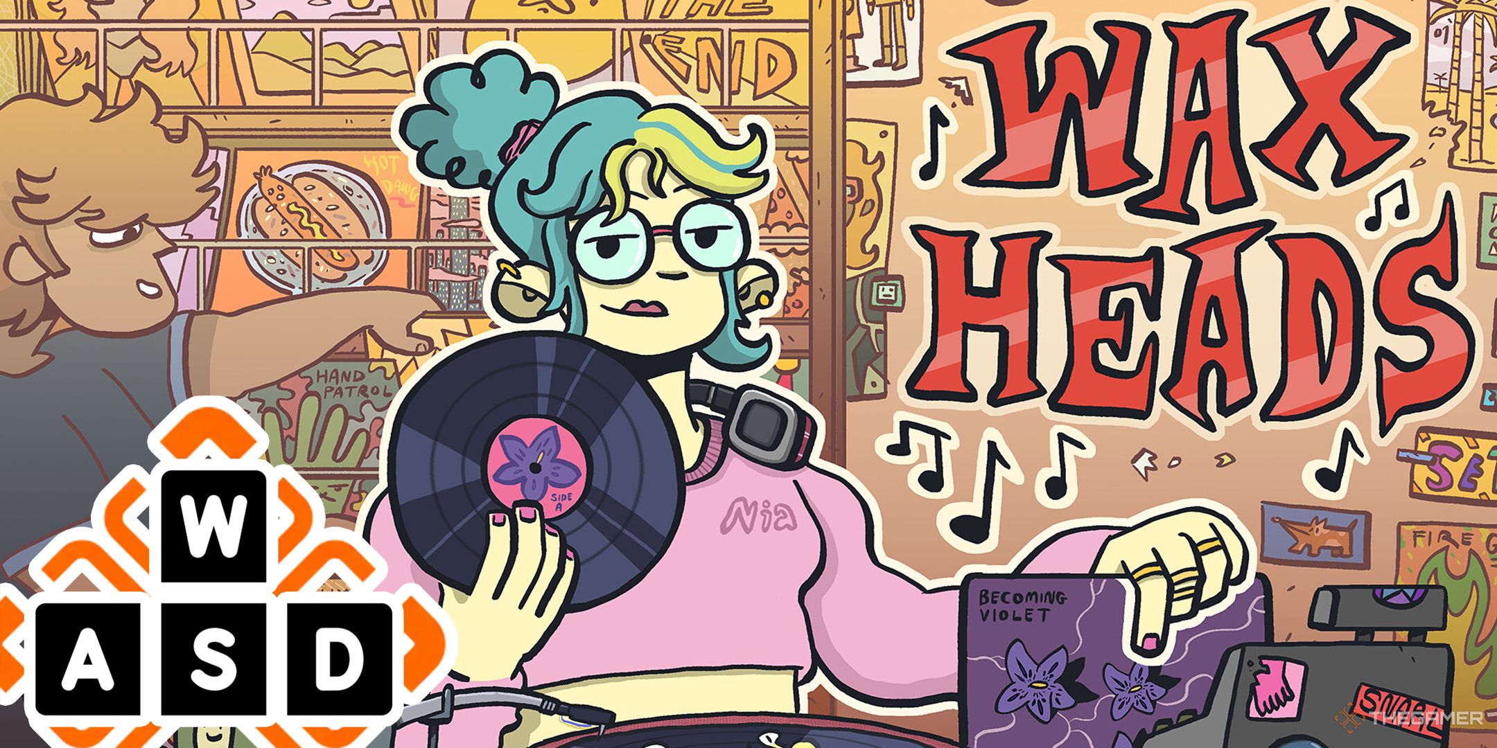 Wax Heads key artwork showing people in a record store with the WASD logo in the corner.