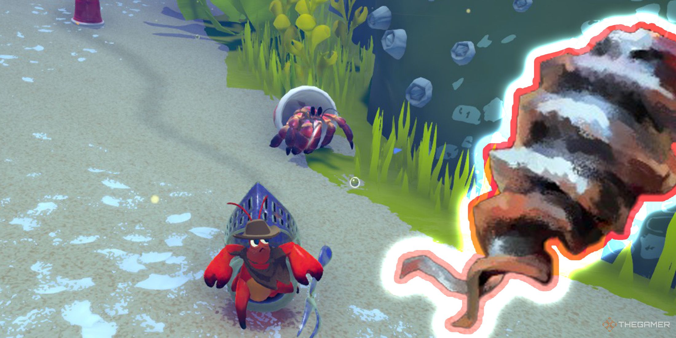 Another Crab's Treasure - Kril is running from a hermit crab and a shark egg is on right side