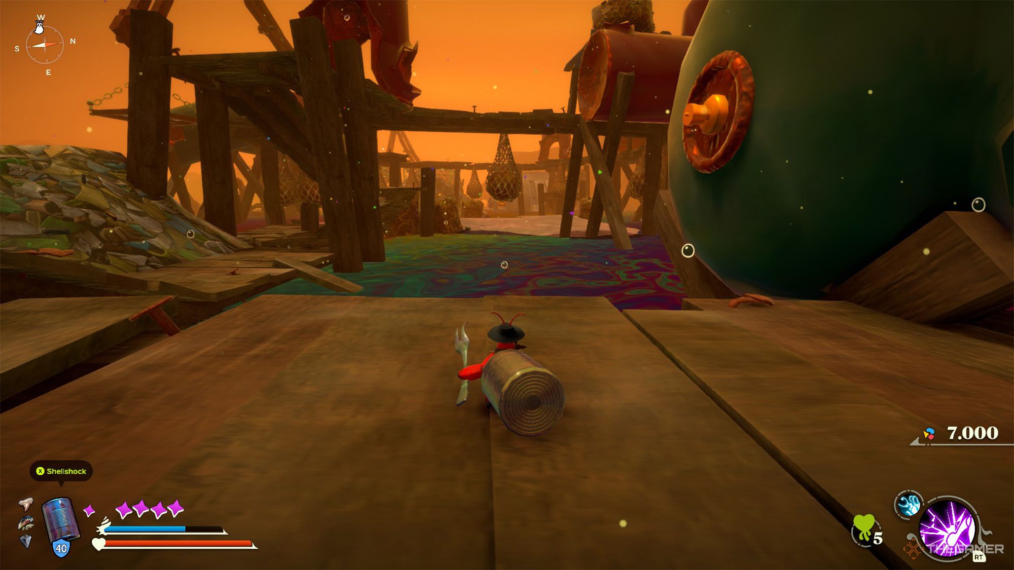 Another Crab's Treasure - Kril is standing on a pier and looking optional boss' fighting area