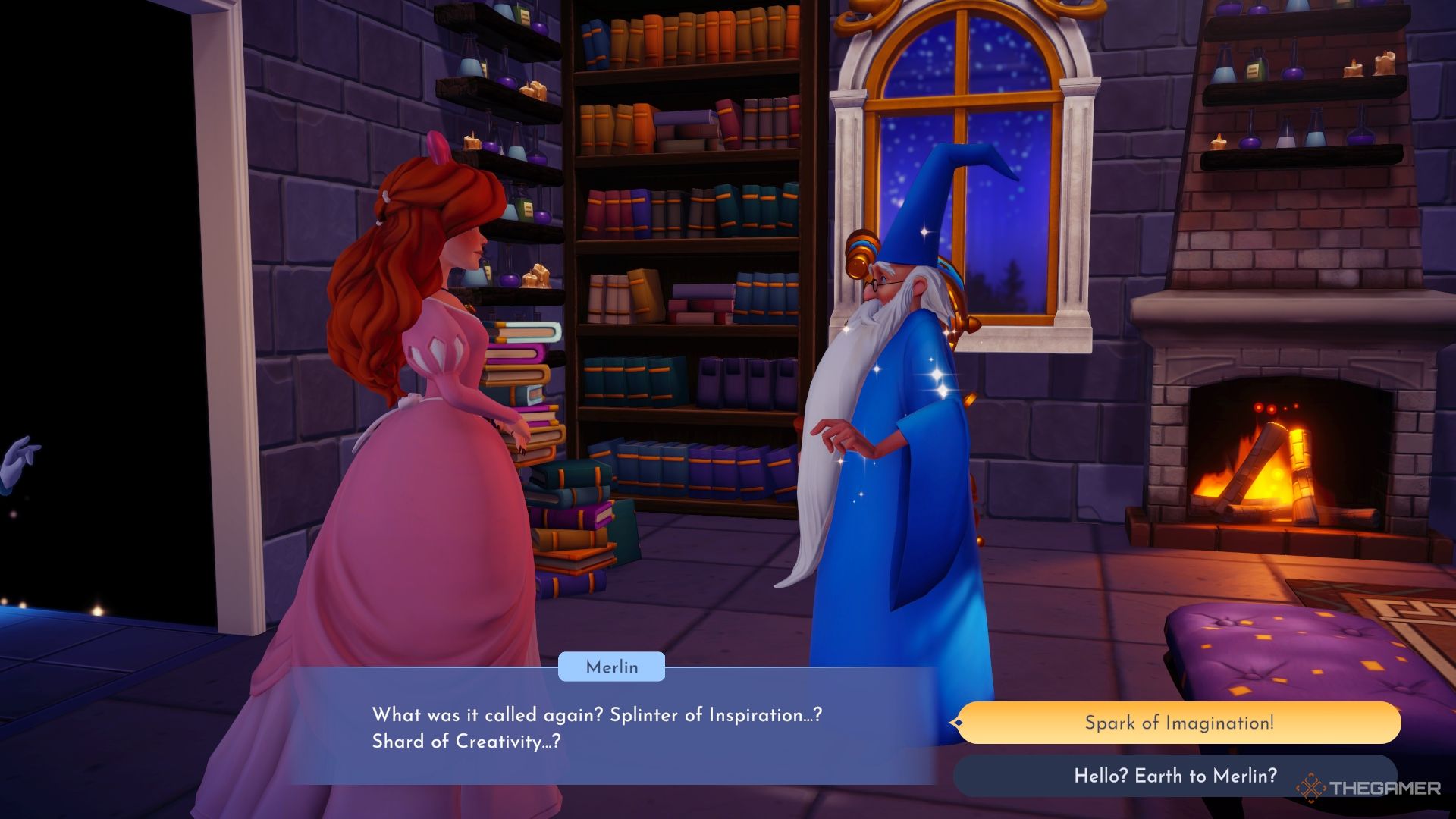 Disney Dreamlight Valley asking Merlin about the Spark of Imagination