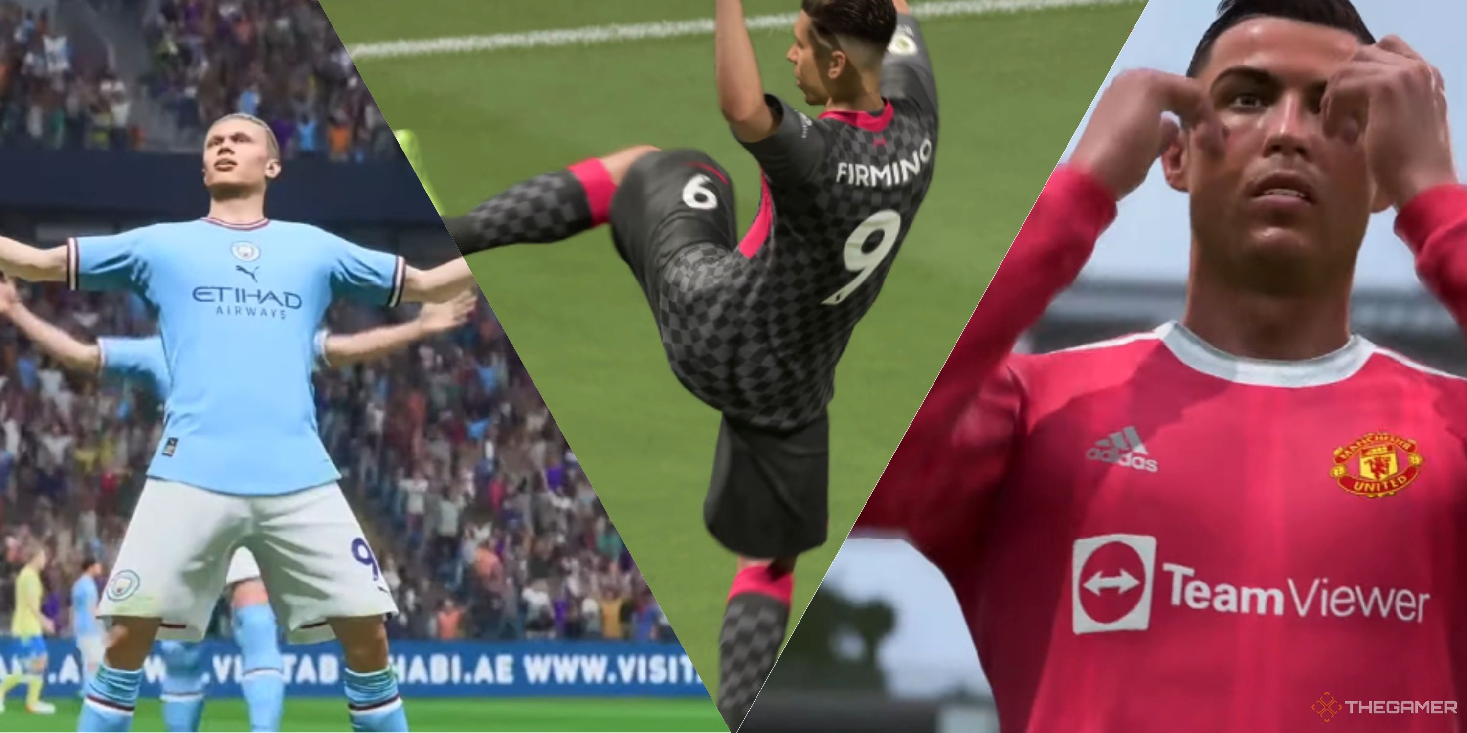 Image showing Haaland, Firmino, and Ronaldo on the pitch