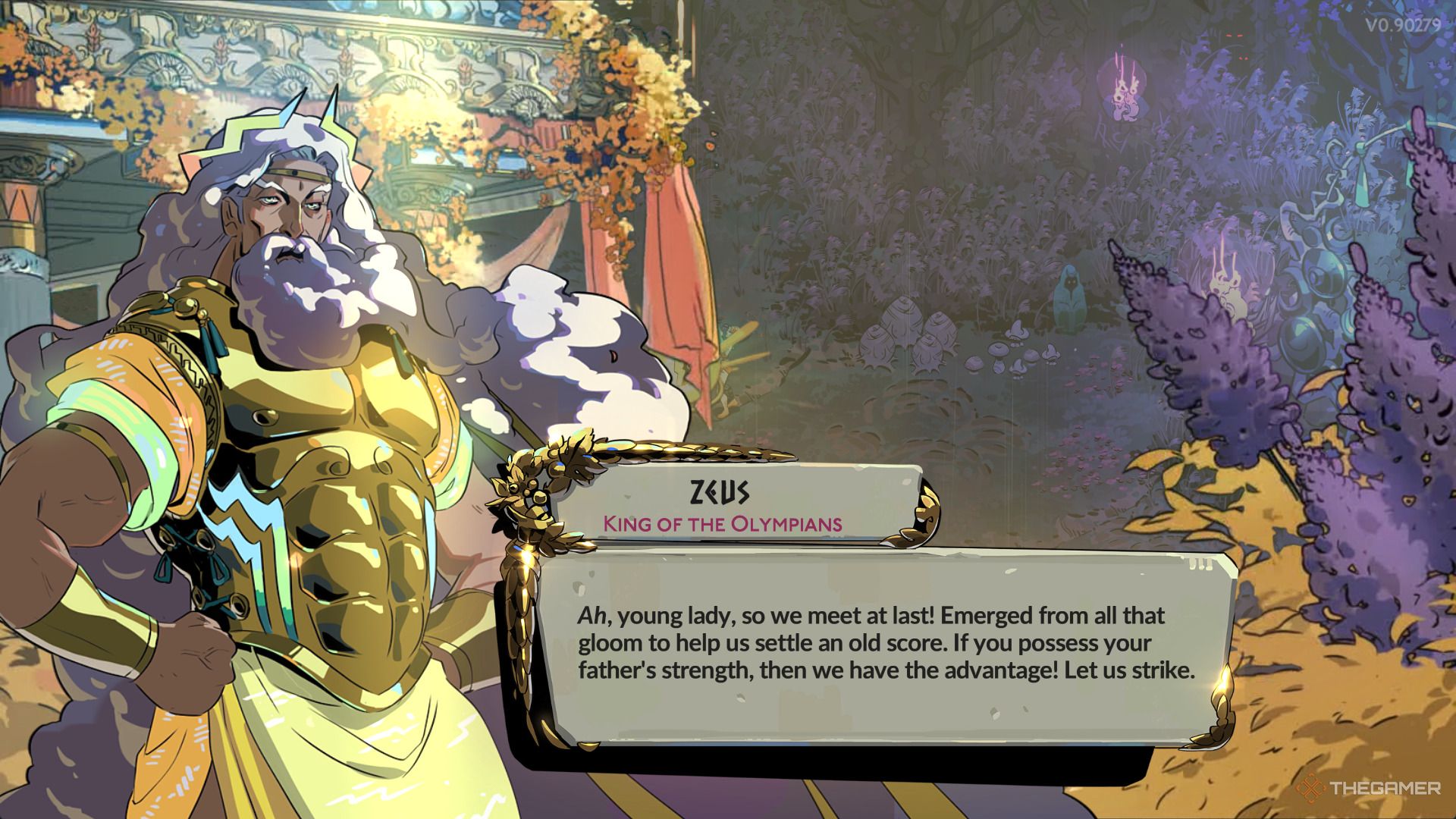 Hades 2, Zeus talking to Melinoe for the first time