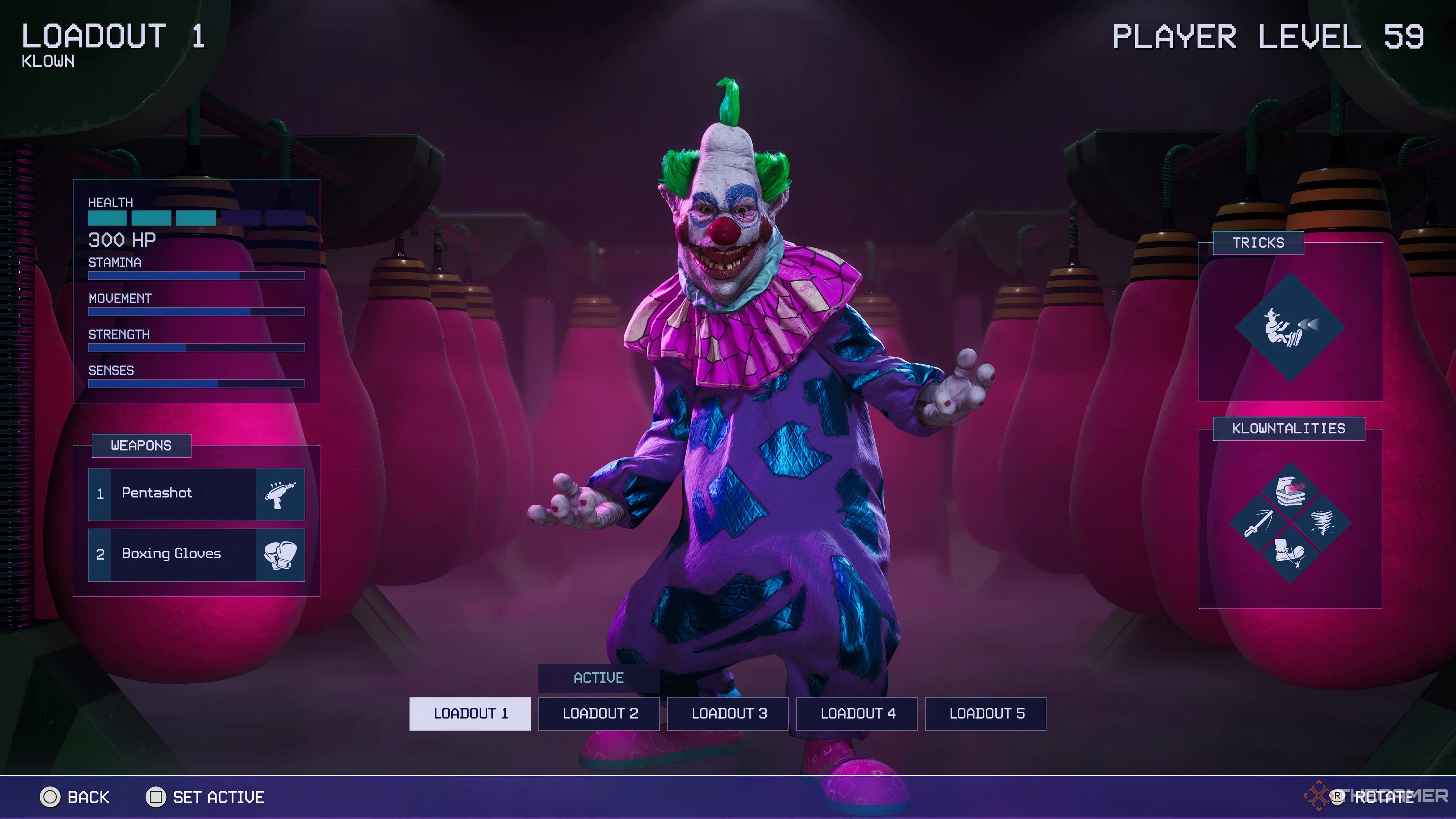 Ranger Klown Type in loadout screen in Killer Klowns From Outer Space: The Game.