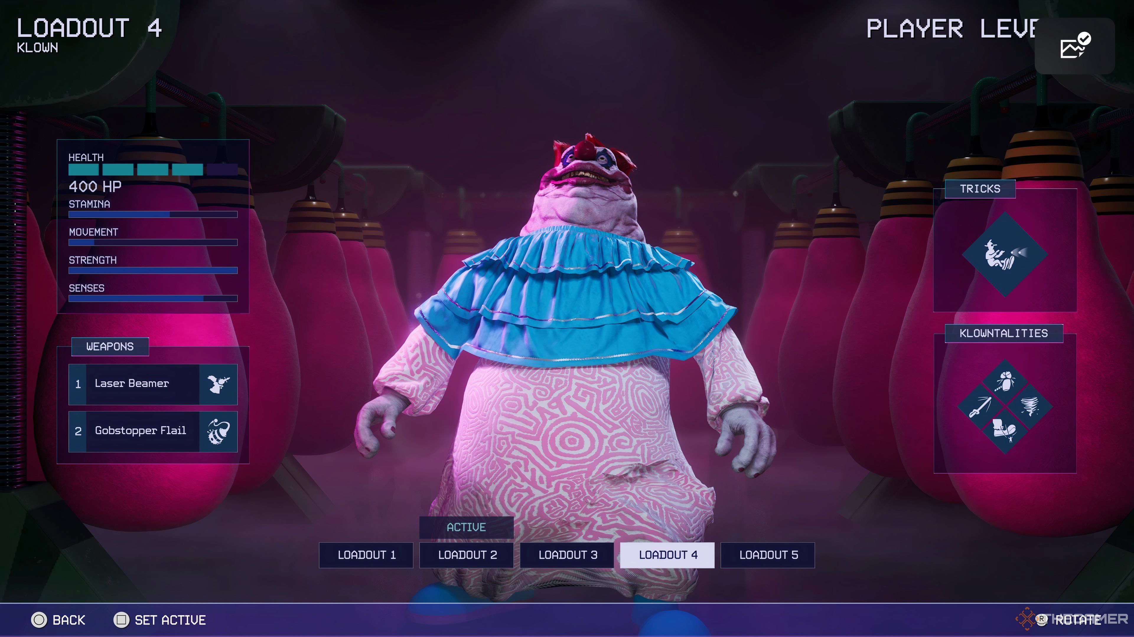 Tank Klown Type in loadout menu in Killer Klowns From Outer Space: The Game.
